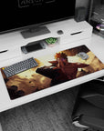 36x16 inches Naruto Shippuden desk pad featuring Pain praying hands, Rinnegan eyes, and shattered desk.