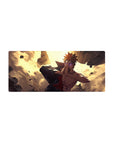 28x12 inches anime mouse pad with Pain in Akatsuki cloak, Rinnegan eyes, rubble and gold light.