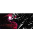 Berserk desk pad featuring Guts in his Berserker Armor against a vibrant cosmic backdrop, 36x16 inches, ideal for fans of cosmic chaos and fierce internal battles.