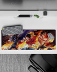 Powerful 32x12 mouse pad features Sanji Luffy Ace's fiery bond for fans of One Piece's ultimate team