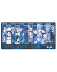 Future Diary character lineup anime mouse pad 32x16 inches with stacked diary holders and bold numbers.