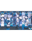 Future Diary lineup anime desk pad 40x20 inches with stacked diary holders and bold countdown numbers.