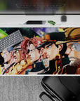 40x20 inches desk pad with Jotaro, Polnareff, Kakyoin, Avdol, Joseph, and Iggy from Stardust Crusaders.