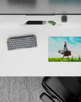Dreamy blue-and-green gradient anime mouse pad 14x10 inches, calm open-sky vibe and clean lines.