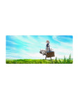 28x12 inches anime girl mouse pad with Violet Evergarden in green fields under soft blue clouds.