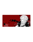 Streamlined Jujutsu Kaisen mouse pad 28x12 with Sukuna's chilling grin and blood-red splatters for bold style