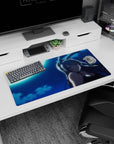 32x16 inches anime girl mouse pad showing a silver-haired bunny girl turning with a soft smile in moonlight.