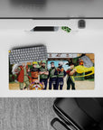 28x12 inches anime mouse pad in warm oranges, leafy greens, and crisp ninja blues, sunny and playful.