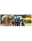 32x12 inches anime mouse pad featuring Naruto, Kakashi, Jiraiya and Goku on a flying cloud in Konoha.