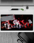 32x16 inches mouse pad showcasing Survey Corps, Wings of Freedom, and chaotic red, black, and white splashes for a fierce effect.