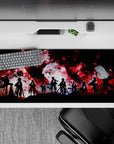 36x16 inches mouse pad with Survey Corps, red, black, and white splashes, and Wings of Freedom for a dramatic design.