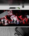 40x20 inches mouse pad with the Survey Corps standing strong, Wings of Freedom highlighted against fiery red and black chaos.