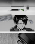 36x16 inches mouse pad with Levi Ackerman in a monochrome manga design, perfect for fans of his fierce determination and discipline.