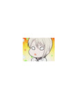 Classic anime girl mouse pad 14x10 inches with sleepy chibi face, blond hair, rays and cloud accents.