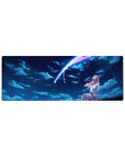 Zero Two 32x12 mouse pad from Darling in the Franxx, lost in a starry night with deep blues and soft pinks, creating a celestial, romantic atmosphere