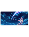 Zero Two 32x16 mouse pad from Darling in the Franxx, featuring her lost in a starry night with deep blues and soft pinks for a serene, romantic touch