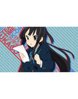 40x20 inches anime girl desk pad with blue stripes, red lettering, and layered poster-style graphics.