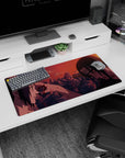 Sasuke and Itachi Uchiha sharing a quiet final moment on an anime mouse pad, 32x16 inches.