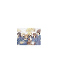 14x10 inches classic anime girl mouse pad with school-uniform squad, petals, wink and peace sign.