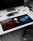 Powerful Gojo Satoru artwork on 36x16 Jujutsu Kaisen desk pad perfect for fans seeking vibrant style