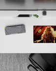 Small-sized 14x10 mouse pad with Bakugo's fiery medieval theme adds bold adventure vibes to any desk
