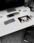 Hinata Hyuga Byakugan stare scene on anime mouse pad 14x10 inches, pale hoodie and deep navy hair.