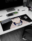36x16 inches Naruto desk pad featuring Hinata Hyuga staring forward with Byakugan eyes and pale hoodie.