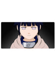 32x16 inches anime mouse pad featuring Hinata Hyuga with Leaf headband, minimal background, clean lines.
