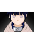 40x20 inches anime desk pad with Hinata Hyuga, minimal background, Leaf Village headband detail.