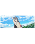 32x12 inches anime girl mouse pad with school uniform character pointing skyward on a cloud backdrop.