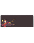 Megumin KonoSuba anime mouse pad, 32x12 inches, featuring her dramatic "Explosion!" pose on a deep plum backdrop.