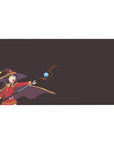 Megumin KonoSuba anime desk pad, 40x20 inches, features a minimalist design with Megumin shouting "Explosion!" against a plum backdrop.