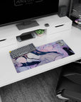 Chiaki Nanami Danganronpa mouse pad 28x12 inches, lounging with bunnies in a pastel GAME OVER scene.