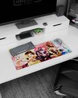 28x12 inches anime girl mouse pad with Kasumi Toyama leading Ran, Yukina, Tae, and Aya charging in.