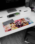 32x12 inches anime girl mouse pad showing Kasumi Toyama with Ran, Yukina, Tae, and Aya charging in.