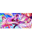 No Game No Life anime desk pad 36x16 inches with Shiro and Sora in a kaleidoscope card-sky scene.