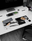 32x12 inches Death Note mouse pad featuring Light Yagami facing L in a clean high-contrast split.