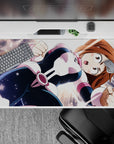 40x20 inches desk pad with Ochaco Uraraka in action, capturing her zero-gravity power and energetic presence.
