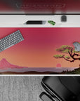 Peaceful 40x20 desk pad showcases minimalist nature-inspired design with calming sunset hues for focus and creativity
