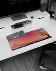 Dynamic Sunset Japanese Scenery artwork on 28x12 desk mat perfect for celebrating nature and minimalism