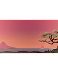 Sunset Japanese Scenery desk mat 40x20 featuring serene mountain and glowing sunset for tranquil workspace vibes