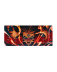 28x12 inches anime mouse pad with Kurama Nine-Tailed Fox, clawed hands and mask markings, desk mat.