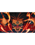 40x20 inches anime desk pad with Kurama Nine-Tailed Fox, clawed hands, and bold mask-like markings.