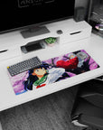 Kagome and Inuyasha on a sakura branch anime mouse pad 32x12 inches, cozy romance and adventure.