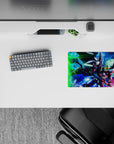 Neon green, deep blue, and hot pink anime mouse pad 14x10 inches with a fast, moonlit vibe.
