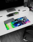 28x12 inches anime mouse pad showing Gundam Deathscythe slashing forward under a glowing moon, speed and attitude.