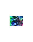 Classic anime mouse pad 14x10 inches with Gundam-style mecha slicing through a neon night sky.