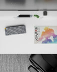 Dreamy sunrise gradient anime mouse pad 14x10 inches in gold, pink, and cool blue calm tones.