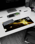 32x12 inches anime girl mouse pad showing a mysterious girl with ribboning hair turning into neon light.