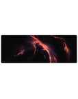 Midnight nebula galaxy mouse pad 32x12 inches with smoky space swirls and stardust speckles.